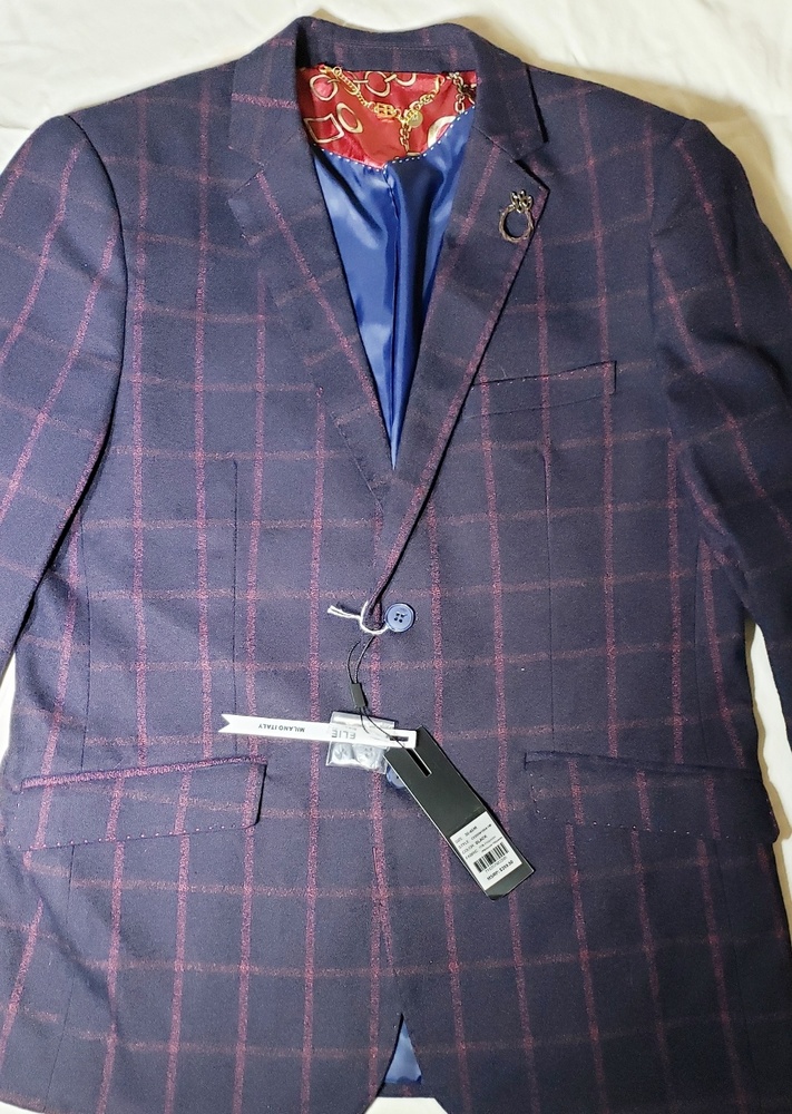 Elie Balleh Neon Mauve Plaid Men's Coat